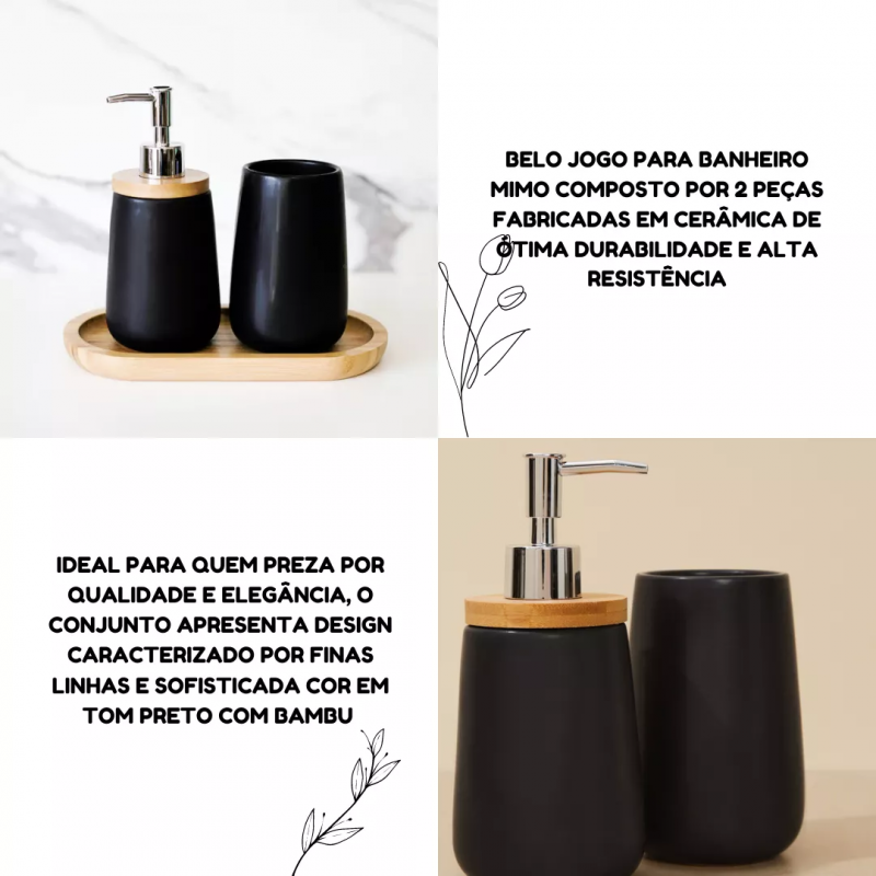 JG DE BANHEIRO BAMBU BLACK 2 PCS BH20315 - 7461 JG COM 2 UN