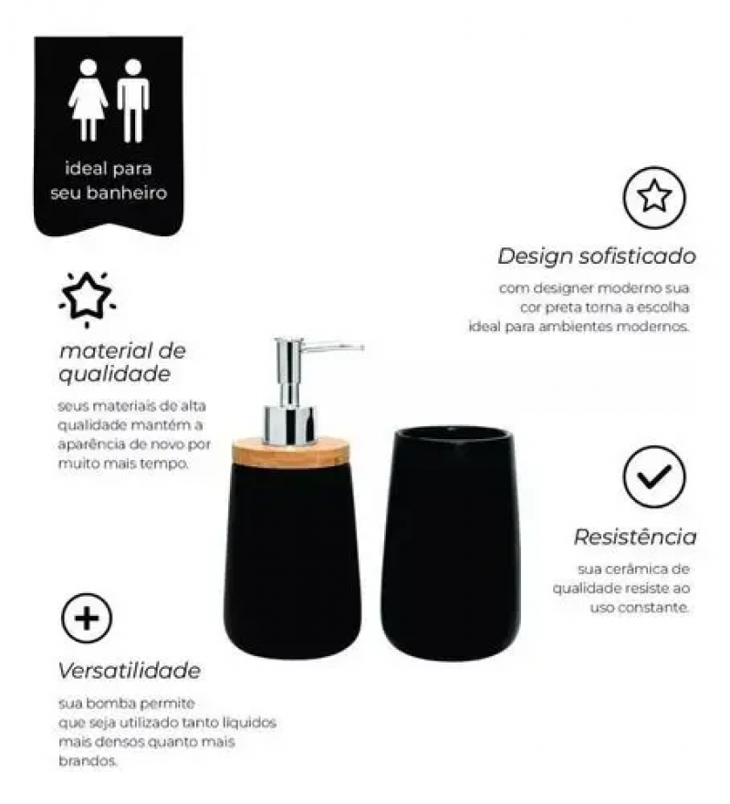 JG DE BANHEIRO BAMBU BLACK 2 PCS BH20315 - 7461 JG COM 2 UN