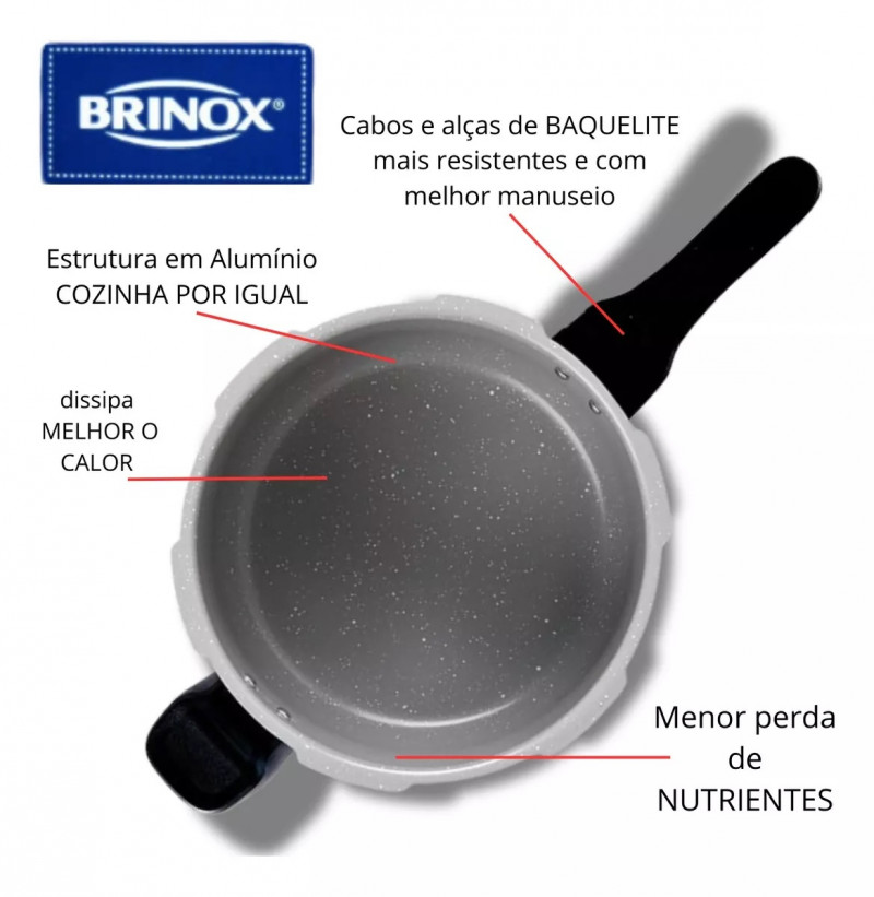 Panela Pressão Cinza Antiaderent Ceramic 4,2L Indução Brinox