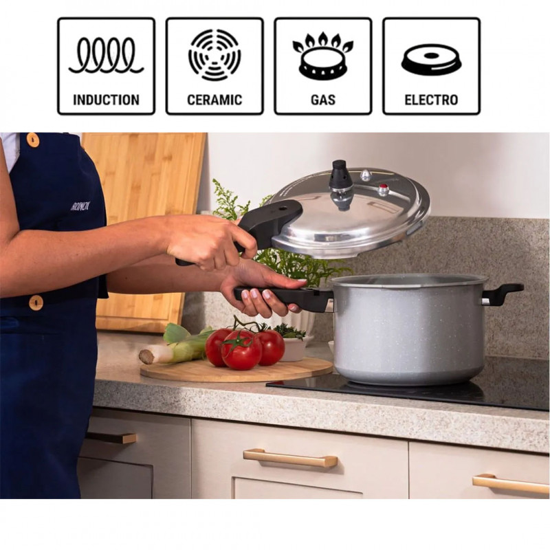 Panela Pressão Cinza Antiaderent Ceramic 4,2L Indução Brinox