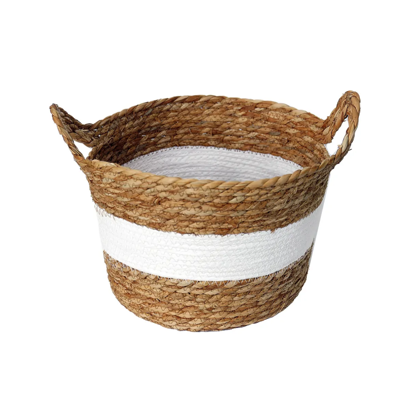 Cesto De Fibra Natural e Algodão C/ Alça Multiuso 30x20 3029
