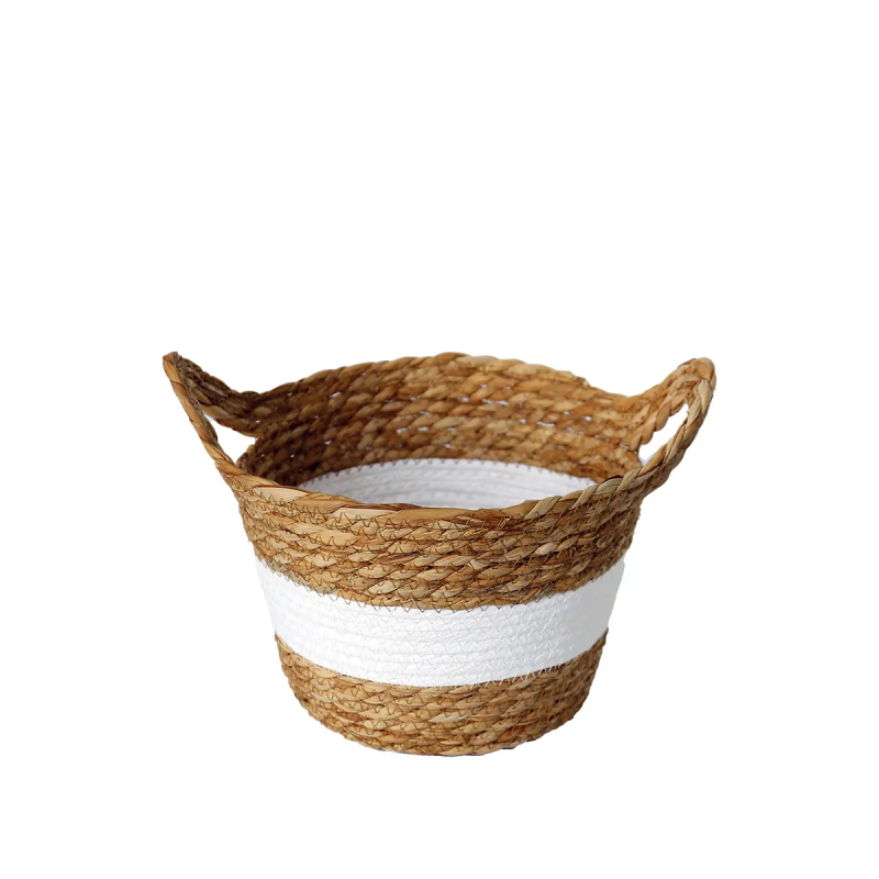 Cesto De Fibra Natural e Algodão C/ Alça Multiuso 23x15 3031