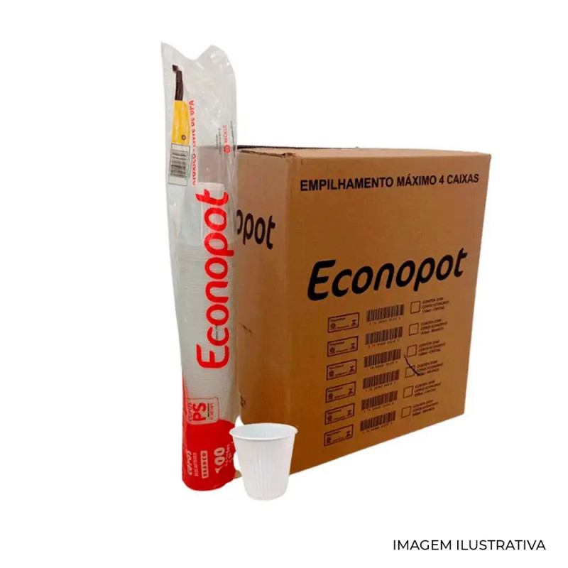 COPO PLASTICO 180 ML PS TR ECONOPOT - 436212-RANHURA PT COM 100 UN