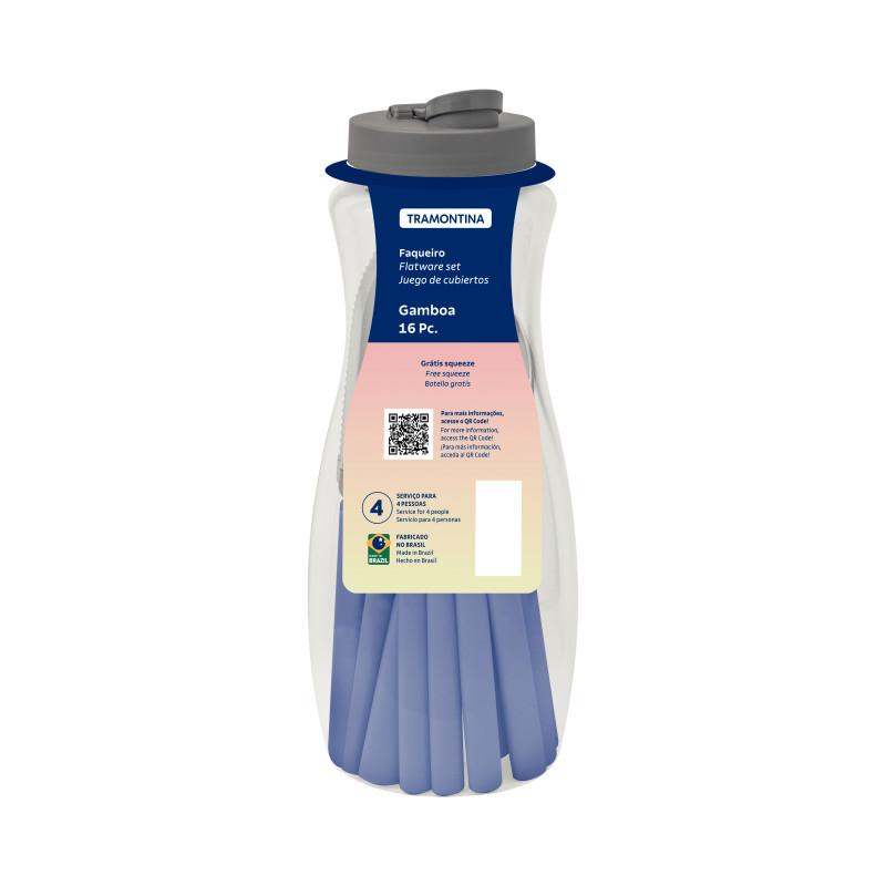 FAQUEIRO INOX 16 PCS GAMBOA AZUL TRAMONTI - 23197/100 UN COM 16 UN