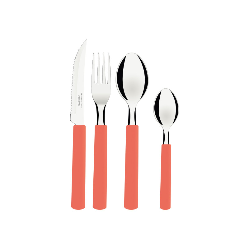 FAQUEIRO INOX 16 PCS GAMBOA VERMELHO TRAM - 23197/700 UN COM 16 UN