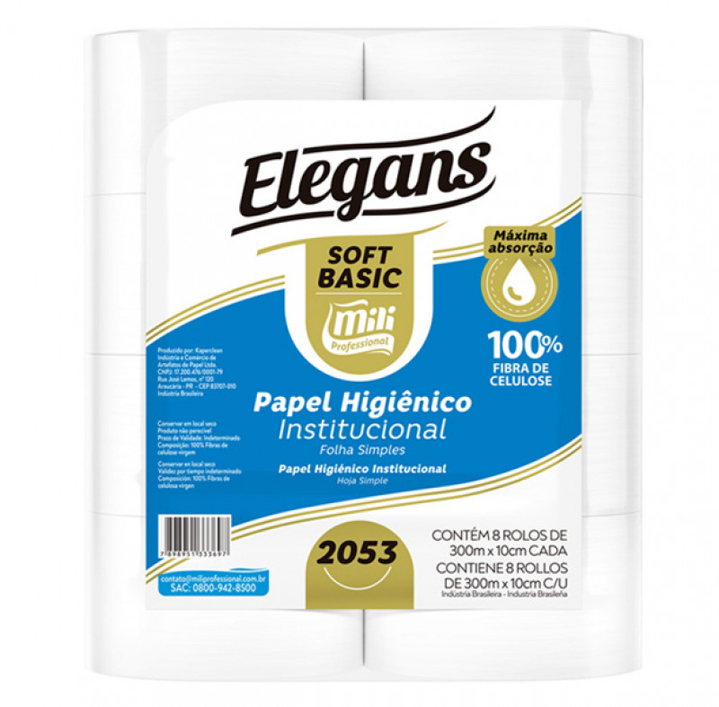 HIGIENICO FS 8X300 M 100 % CEL SLIM MILI - 2053- 15GR FD COM 8 UN