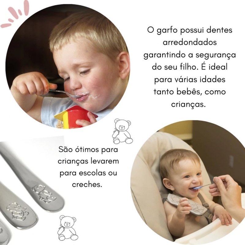 JOGO DE TALHERES DUPLA INFANTIS BEAR - 5410 JG COM 2 UN
