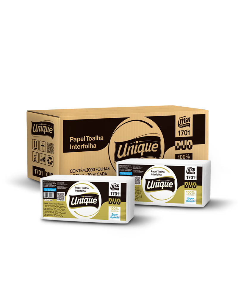 TOALHA PAPEL FD 2D 23x20 DUO 100 % MILI - 1701-34 GR PT COM 200 UN
