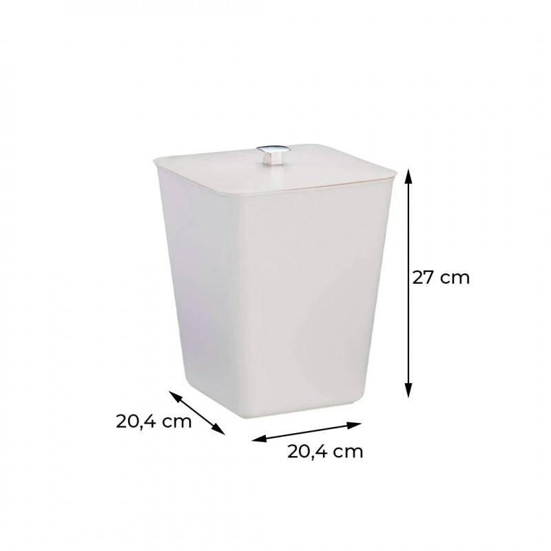 LIXEIRA QUADRADA C/TP E ARAMADO 7LTS ARTH - 5090-BRANCA UN COM 1 UN