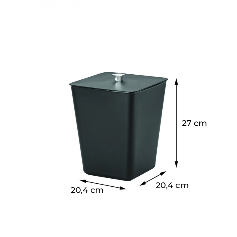 LIXEIRA QUADRADA C/TP E ARAMADO 7LTS ARTH - 5091-PRETA UN COM 1 UN