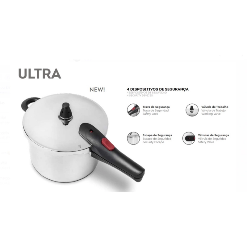 PANELA PRESSAO INOX ULTRA 6 LITROS BRIN - 4935/101 UN COM 1 UN