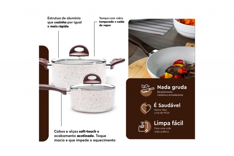JOGO PANELAS SMART PLUS 6 LT BRINOX - 4791/102 JG COM 6 UN