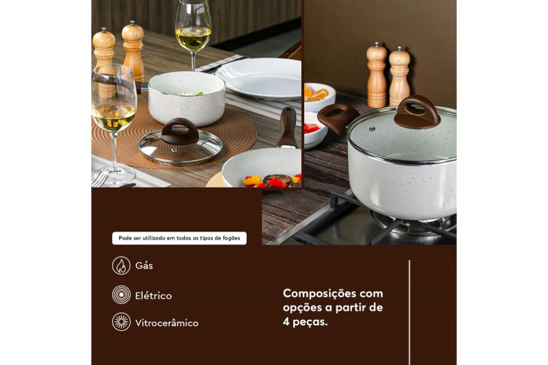 JOGO PANELAS SMART PLUS 6 LT BRINOX - 4791/102 JG COM 6 UN