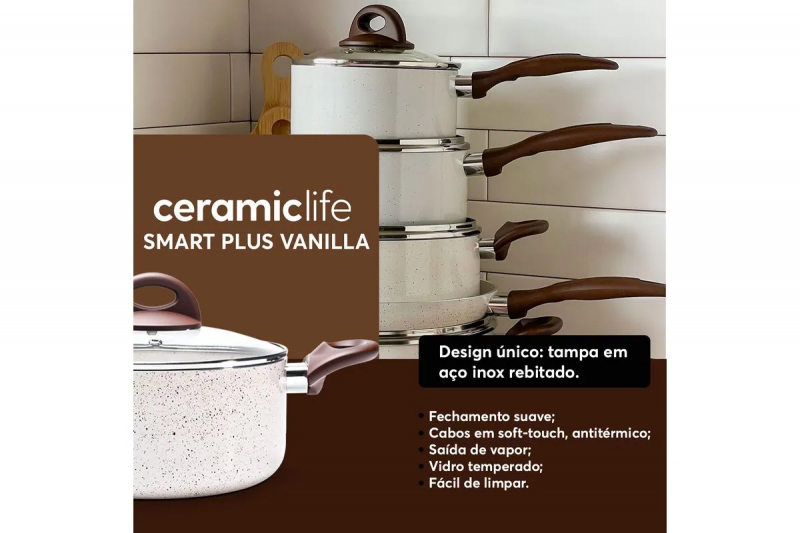 JOGO PANELAS SMART PLUS 6 LT BRINOX - 4791/102 JG COM 6 UN