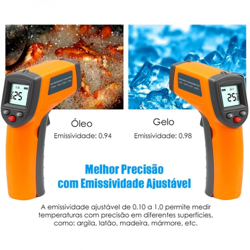 TERMOMETRO CULINARIO INFRA LASER VERMELHO - GP372 UN COM 1 UN
