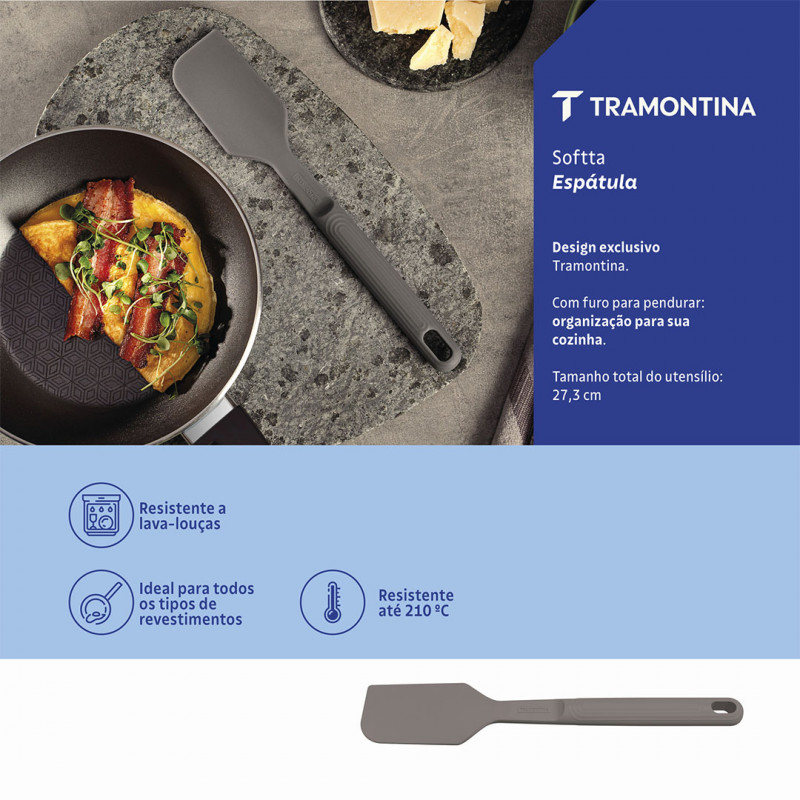 ESPATULA SILICONE SOFTTA CINZA TRAMONTINA - 25855/160 UN COM 1 UN