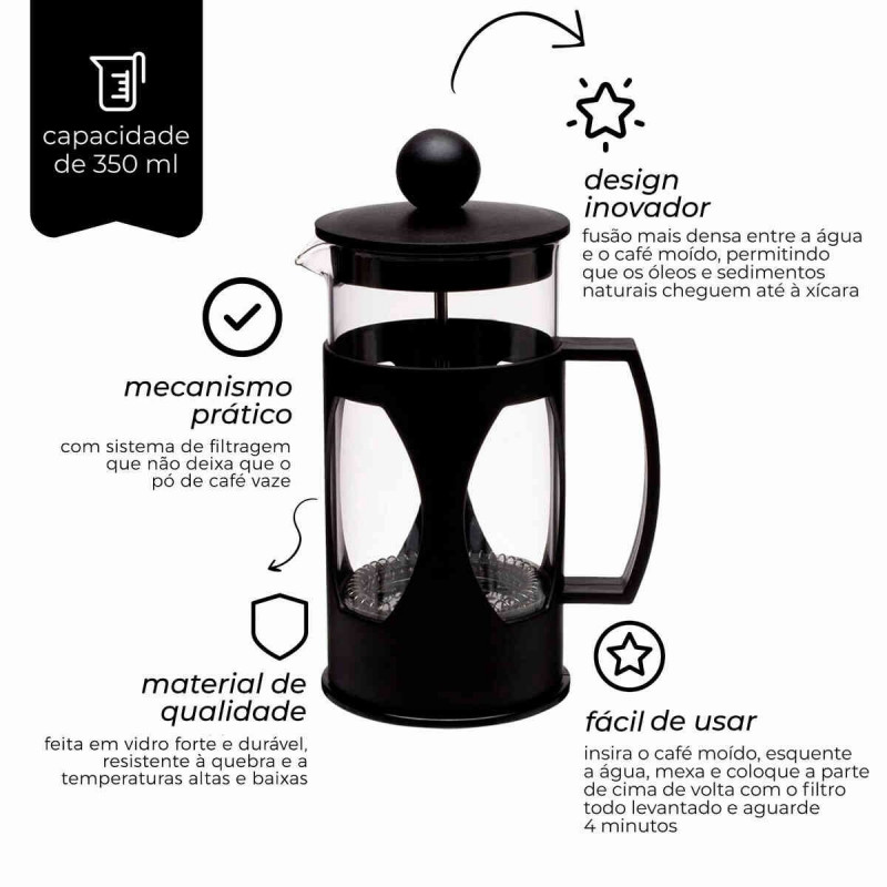 Cafeteira Prensa Francesa Capacidade 350ml Mimo Style