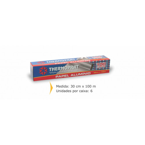 PAPEL ALUMÍNIO 30 X 100 METROS THERMOPRAT - 1 UNIDADE