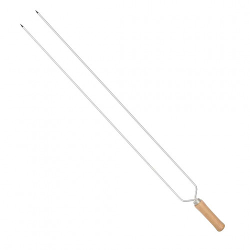 Espeto Duplo 65cm Aço Carbono Cromado Churrasco Mor