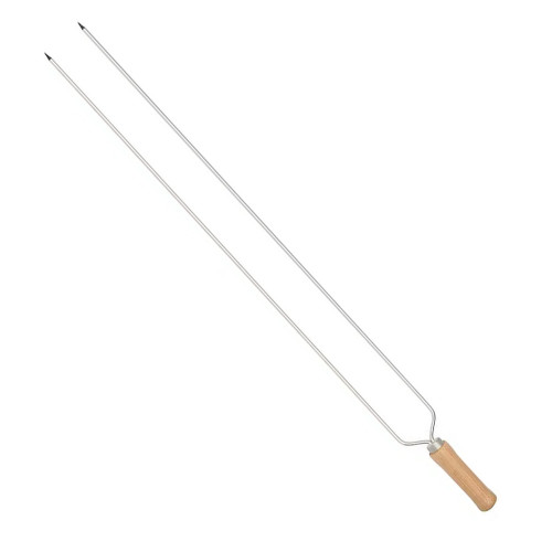 Espeto Duplo P/ Assar Carne Linguiça Costela Churrasco 85cm