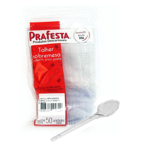 COLHER DE SOBREMESA PRAFESTA CRISTAL PT C/ 50 UN (9980)