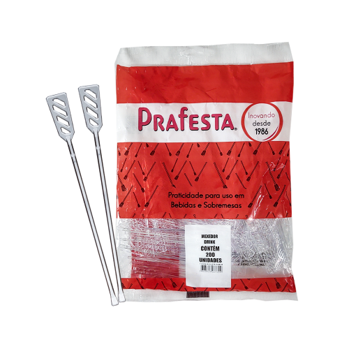 MEXEDOR DE DRINK PRAFESTA CRISTAL PT C/ 200 UN (8760)