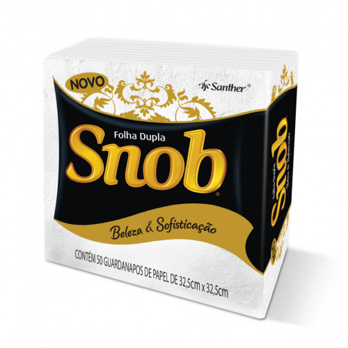 GUARDANAPO FOLHA DUPLA INTERFOLHADO 32X32 SNOB SANTHER PT C/ 50  FOLHAS (GGP33)