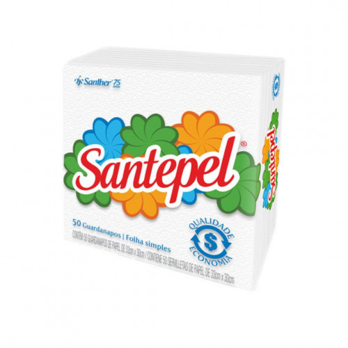 GUARDANAPO FOLHA SIMPLES INTERFOLHADO 33X30 SANTHER PT C/ 50 FOLHAS (GSP33)