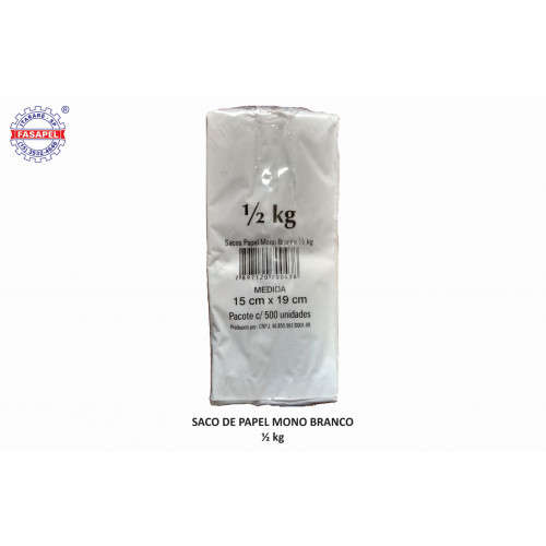 SACO DE PAPEL MONO 1/2 FASAPEL PT C/ 500 UN