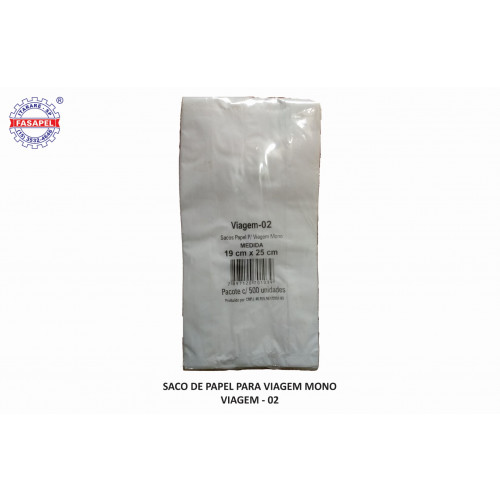 SACO DE PAPEL VIAGEM NR 2 MONO FASAPEL PT C/ 500 UN