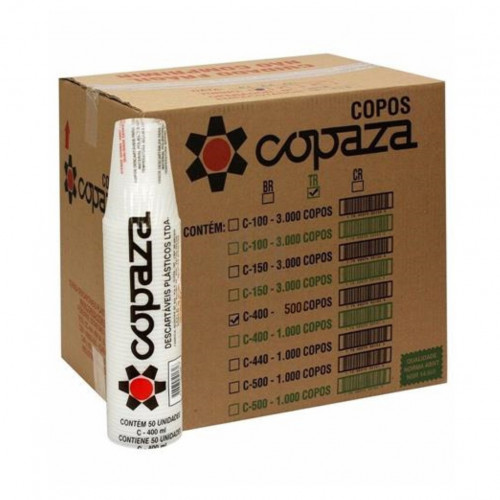 COPO PLÁSTICO 400 ML PS COPAZA CX C/ 1000 UN (1511)