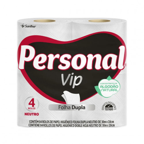 PAPEL HIGIENICO FOLHA DUPLA 30 MT PERSONAL VIP SANTHER PT C/ UN (PVN44)