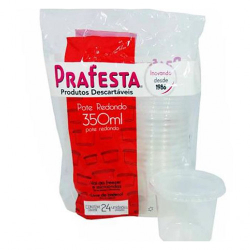 POTE REDONDO C/ TAMPA 350 ML PRAFESTA CX C/ 432 UN (8221)