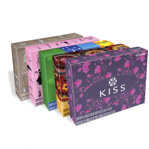 LENÇO FACIAL KISS SANTHER C/ 7 PT DE 50 FOLHAS (LFA50)