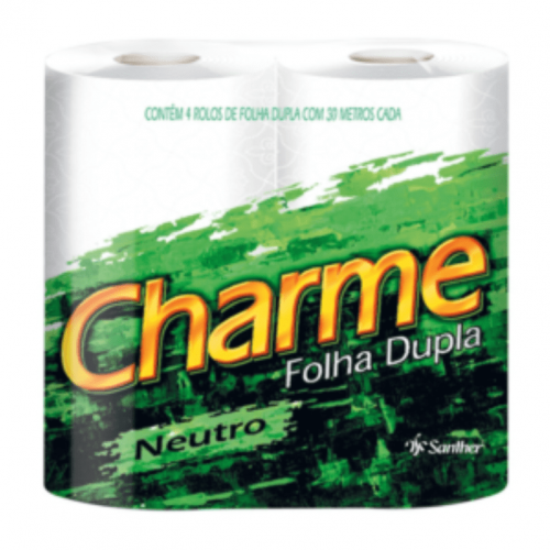 PAPEL HIGIENICO FOLHA DUPLA 30 MT CHARME SANTHER FD C/ 64 ROLOS (HCH44)