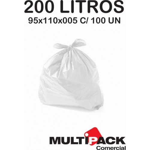 SACO DE LIXO 200 LITROS 95X110X005 MULTIPACK - BRANCO C/ 100 UN