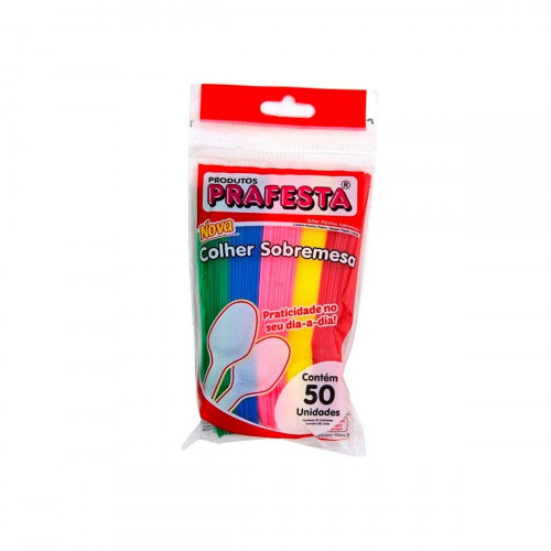COLHER DE SOBREMESA PRAFESTA COLORIDA CX C/ 1000 UN (8952)