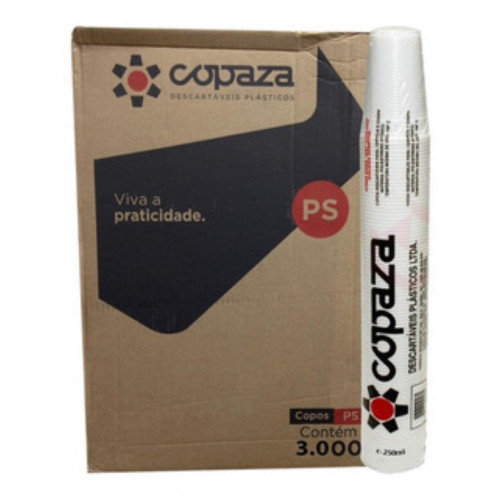 COPO PLÁSTICO 250 ML PS COPAZA CX C/ 3000 UN (13704)