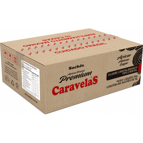 ACUCAR CRISTAL SACHE C/400 UN CARAVELAS - 128286 CX COM 400 UN