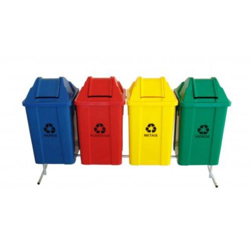 Conjunto Com 4 Cestos De 100 Litros Para Coleta Seletiva