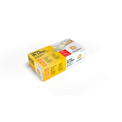LUVA DE LÁTEX COM PÓ USO GERAL NÃO MEDICO DESCARPACK MEDIA CX C/ 100 UN