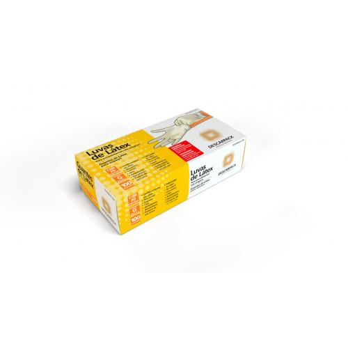 LUVA DE LÁTEX COM PÓ USO GERAL NÃO MEDICO DESCARPACK GRANDE CX C/ 100 UN