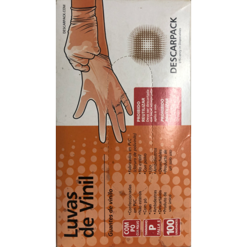 LUVA DE VINIL COM PÓ USO GERAL DESCARPACK PEQUENA CX C/ 100 UN