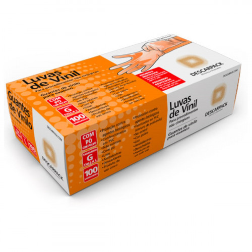 LUVA DE VINIL COM PÓ USO GERAL DESCARPACK GRANDE CX C/ 2000 UN