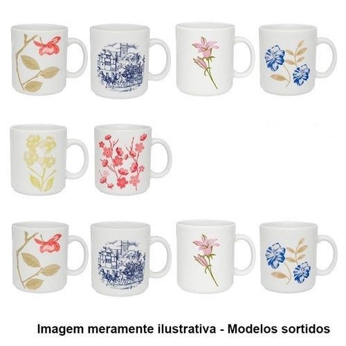 CANECA CERAMICA 270 ML DECORADA - ESTAMPAS SORTIDAS C/ 1 UN (21613)