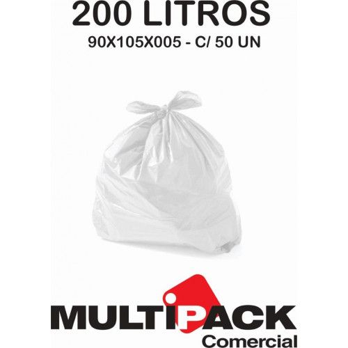 SACO DE LIXO 200 LITROS 90X105X005 MULTIPACK - BRANCO C/ 100 UN