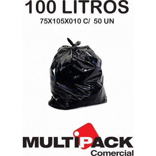 SACO DE LIXO 100 LITROS 75X105X010 MULTIPACK - PRETO C/ 50 UN