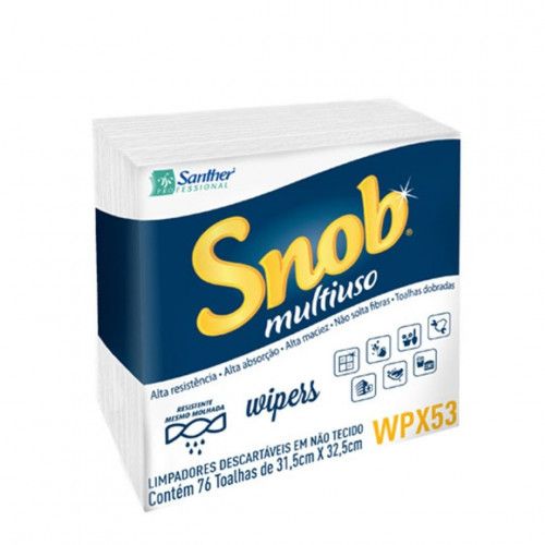 PANO WIPERS INTERFOLHADO SNOB SANTHER 31CMx33CMx50GR CX C/ 912 UN (WPX53)