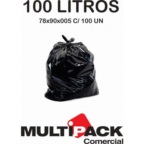 SACO DE LIXO 100 LITROS 78x90x005 MULTIPACK - PRETO ECONOM C/ 100 UN