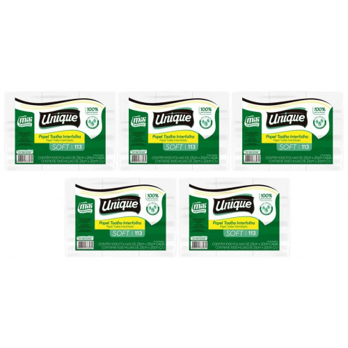 PAPEL TOALHA FOLHA SIMPLES 2 DOBRAS 23X20 CM SOFT 100% CELULOSE MILI C/ 5000 FOLHAS (113)